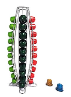 Perfii 360 Degree Rotating Coffee Capsule Holder Tower Rack Dispenser for Storage & Organization Contemporary Chrome Finish  - Image 1