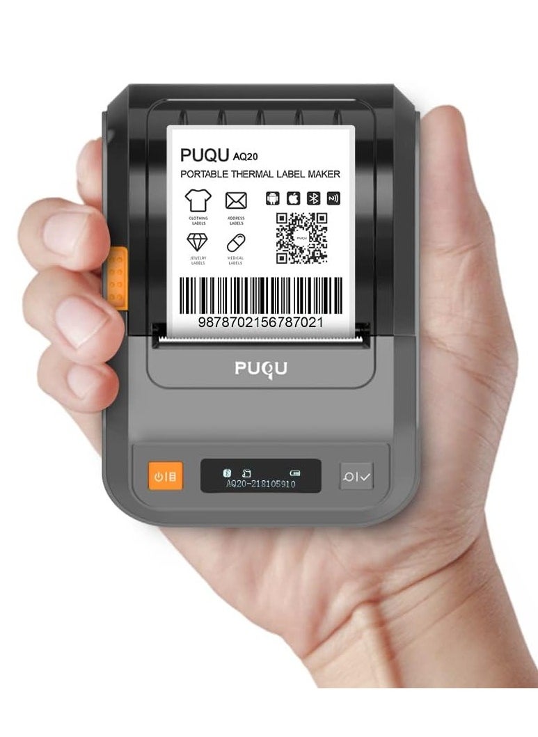 PUQULABEL - AQ20 Bluetooth Label Printer – Portable Wireless Thermal Label Maker with Rechargeable Battery, HD Printing for Android & iOS, Lightweight & Cost-Effective Labeling Solution for Home, Office, and Business (2.0''x3.2'') - Image 1