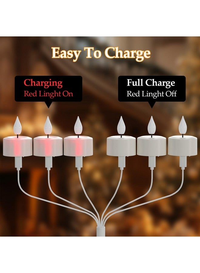 PChero Rechargeable Tea Lights with Remote Timer, 12 Packs Flickering Flameless LED Tealights Candles with 2 USB Charging Cables & Remote for Wedding Xmas Halloween Home Decor - Image 3