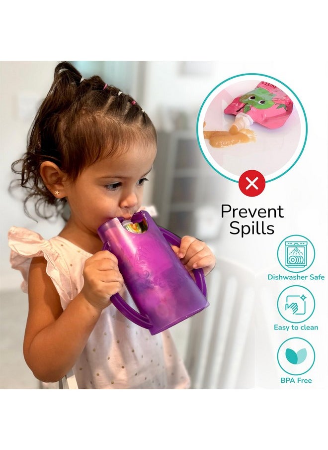 Flipping Holder - Original Squeeze Proof Flipping Holder With Open Bottom For Food Pouches & Juice Boxes Multipurpose Prevent Messes & Support Self Feeding Easy Grasping Handles Made In Usa - Image 1