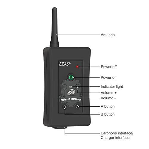 EJEAS FBIM Professional Football Referee Bluetooth Intercom 850mAh FullDuplex 1500M Wireless Bluetooth Interphone with Noise Reduction Function for Soccer and Handball Referees 2 Pack - Image 3
