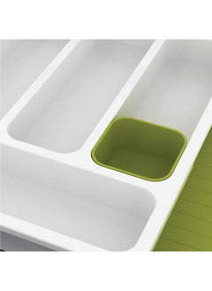 Drawer Store Polypropylene Drawer store Expandable Cutlery Tray White/Green  - Image 4