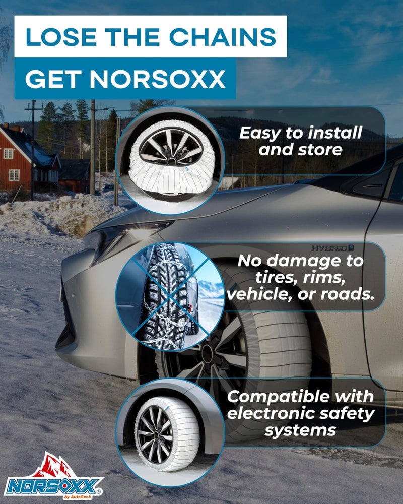 NORSOXX Passenger Vehicle Snow Socks for Tires, N41 - Car Sock Tire Traction Device for Snow, Ultimate Chain Alternative for Cars, SUVs, Pickups & Light Commercial Vehicles, Pack of 2 - Image 3
