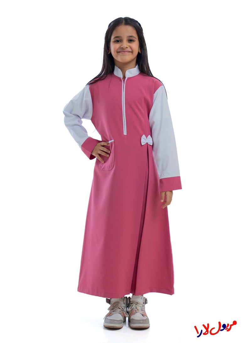 مريول لارا مريول كويتي ابتدائي وردي – زي مدرسي بناتي أنيق ومريح - Image 1