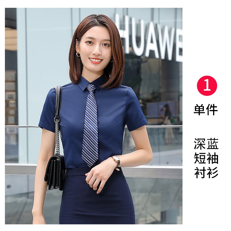 This duty men's and women's dress short sleeve shirt printed and embroidered LOGO work clothes property business attire sales shirt formal attire - Image 1