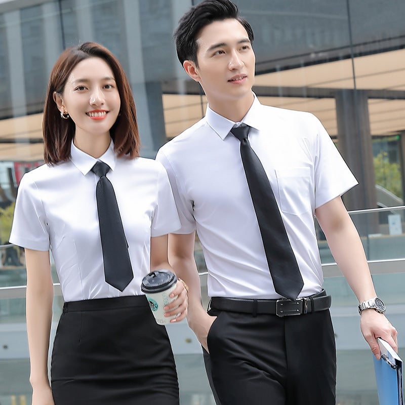 This duty men's and women's dress short sleeve shirt printed and embroidered LOGO work clothes property business attire sales shirt formal attire - Image 4