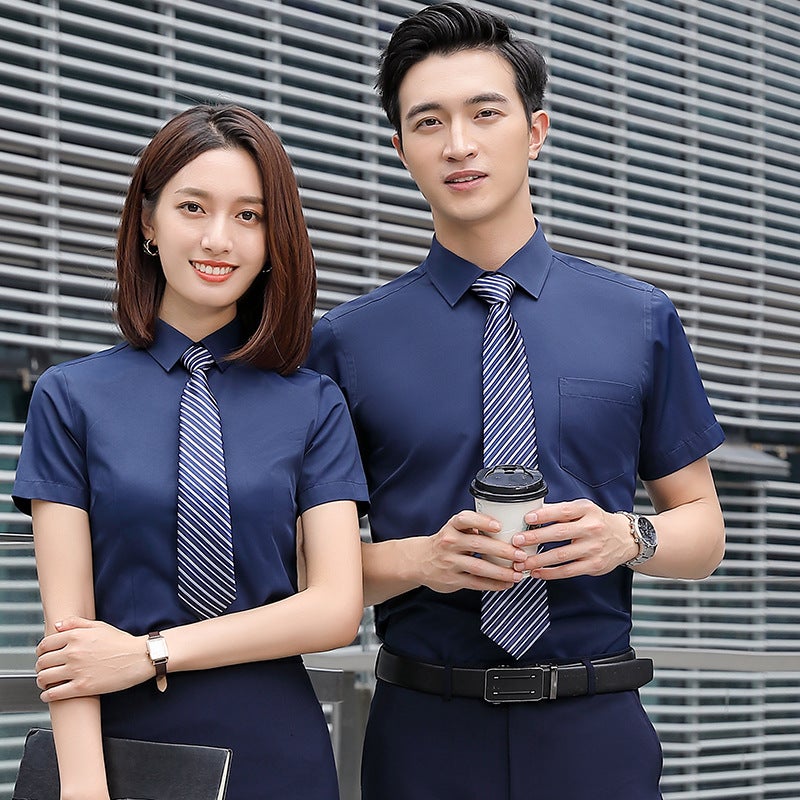 This duty men's and women's dress short sleeve shirt printed and embroidered LOGO work clothes property business attire sales shirt formal attire - Image 2