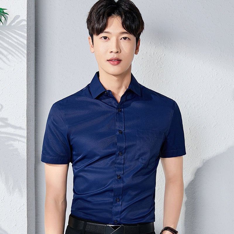This duty formal dress mens and womens formal dress show white shirt short sleeve sales work clothes professional shirt womens summer shirt embroidered LOGO blue female  - Image 4