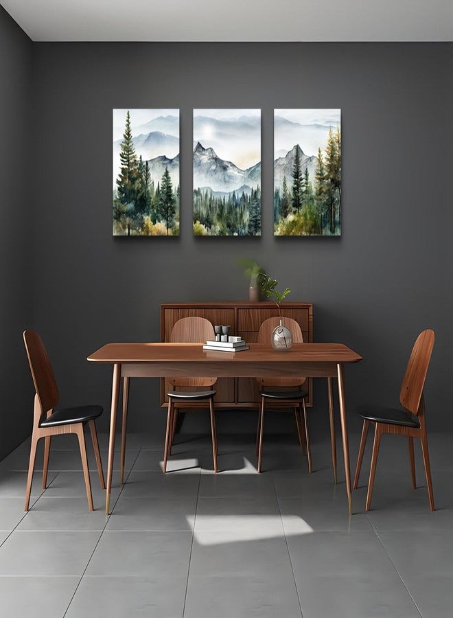 DZRWUBHS Wall Art for Living Room Wall Decor for Bedroom Office Decor Abstract Mountain Forest Landscapes Ink Painting 3 Piece Framed Canvas Art Prints Ready to Hang Wall Pictures Modern Home Decor - Image 3