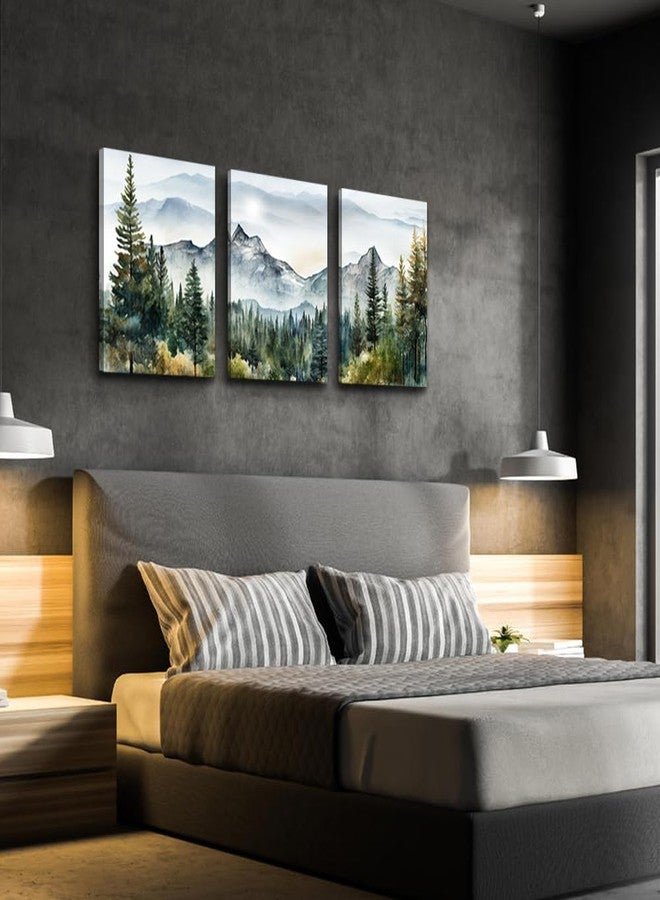 DZRWUBHS Wall Art for Living Room Wall Decor for Bedroom Office Decor Abstract Mountain Forest Landscapes Ink Painting 3 Piece Framed Canvas Art Prints Ready to Hang Wall Pictures Modern Home Decor - Image 5