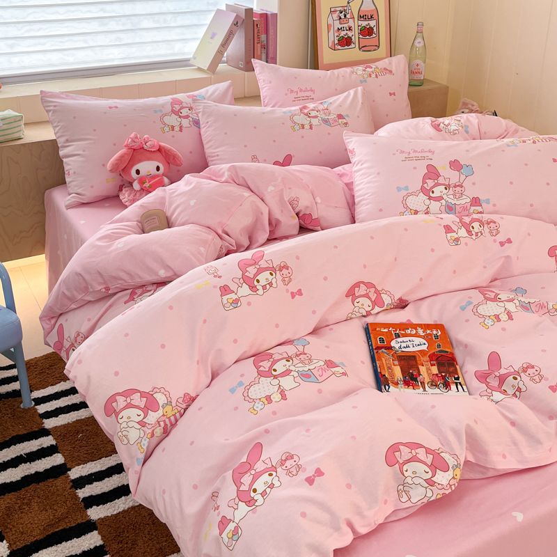 Authentic Sanrio 100% Cotton Bed Four-Piece Set Girly Heart Cartoon Cotton Kidsren'S Quilt Cover Dormitory Three-Piece Set - Image 2