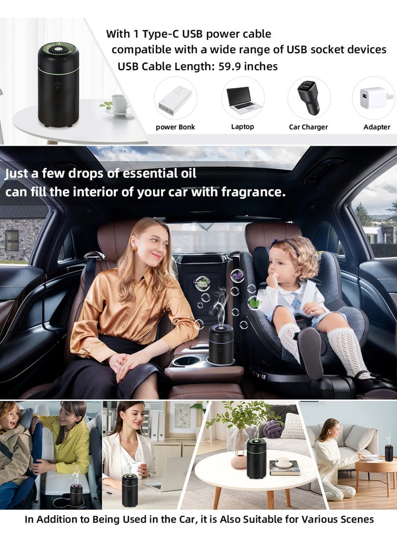 Generic - Mini USB Car Aromatherapy Diffusers for Essential Oils Small Humidifier with 7-LED Color Changing for Room Home Office Bedroom - Image 1