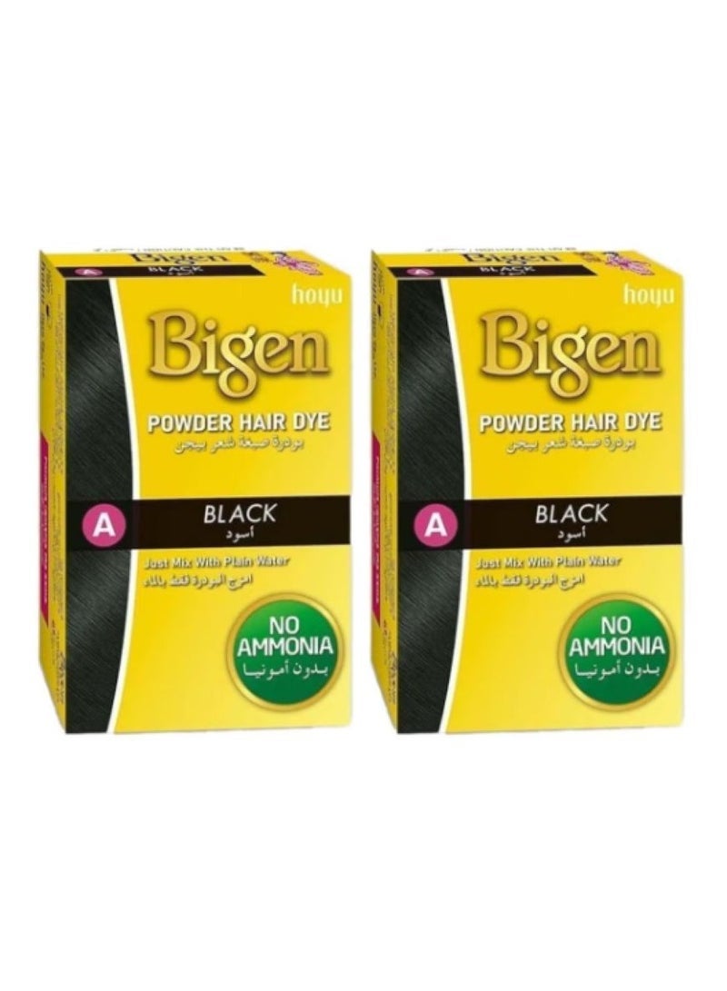 Bigen Powder Hair Dye - A Black Black A 6G 2PCS