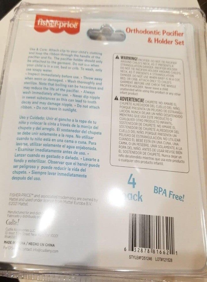 Cudlie Accessories Fisher Price Orthodontic Pacifier and Holder Set, BPA Free, 0m+ - Image 3