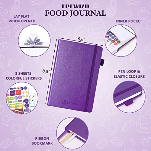 EPEWIZD Food Journal for Weight Loss, Meal Planner & Daily Food Wellness Diary to Count Calories Nutrient Intake,Weight Loss Journal to Track Health(A5 size)-Purple - Image 2