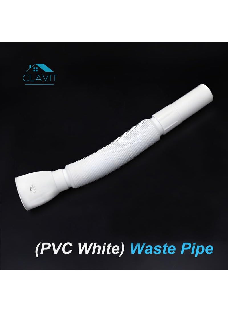 CLAVIT CLAVIT PVC Flexible Waste Pipe 114 for Kitchen Sink Heavy Duty Waste Water Drain Hose Outlet Tube Connector 15  - Image 2