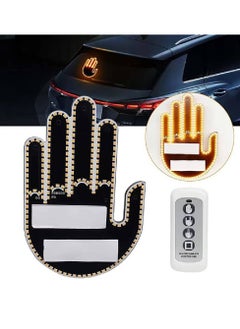 Hand Gesture Car Finger Light - LED Hand Gesture Light for Car Window Road Rage Sign Flicker Off and Up with Remote Back Original Funny Signs Flipping Glo Gestures
