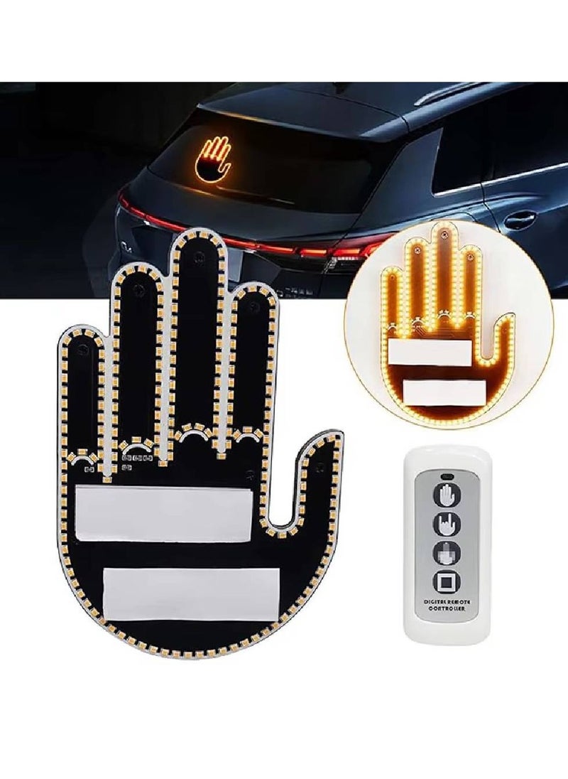 Generic - Hand Gesture Car Finger Light - LED Hand Gesture Light for Car Window Road Rage Sign Flicker Off and Up with Remote Back Original Funny Signs Flipping Glo Gestures - Image 1