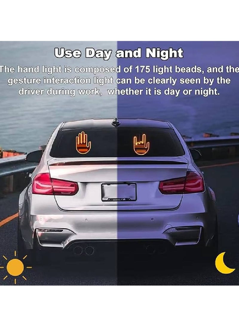 Generic - Hand Gesture Car Finger Light - LED Hand Gesture Light for Car Window Road Rage Sign Flicker Off and Up with Remote Back Original Funny Signs Flipping Glo Gestures - Image 1