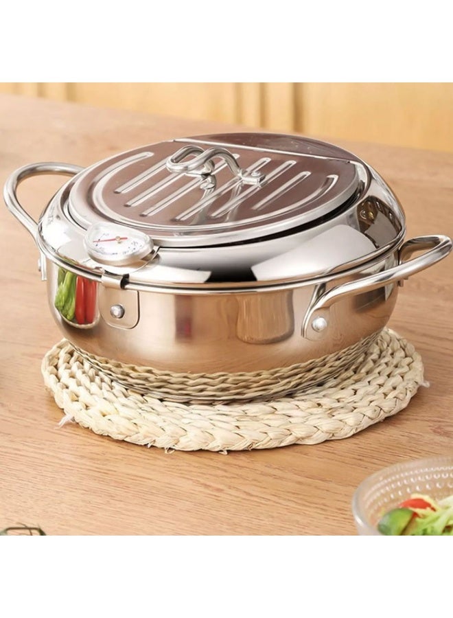 Deep frying pan with built-in thermometer – complete and precise control over the frying process to preserve the flavor and quality of food, ideal for home kitchens and special occasions. - Image 3