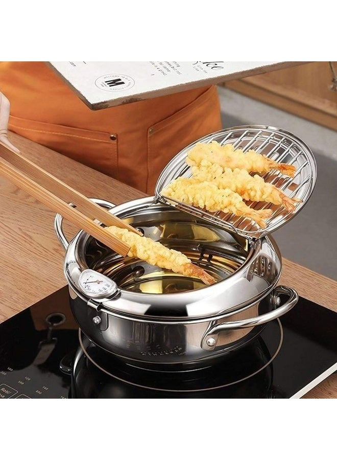 Deep frying pan with built-in thermometer – complete and precise control over the frying process to preserve the flavor and quality of food, ideal for home kitchens and special occasions. - Image 1