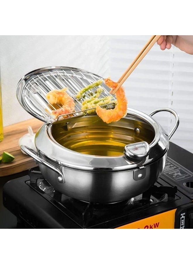 Deep frying pan with built-in thermometer – complete and precise control over the frying process to preserve the flavor and quality of food, ideal for home kitchens and special occasions. - Image 2