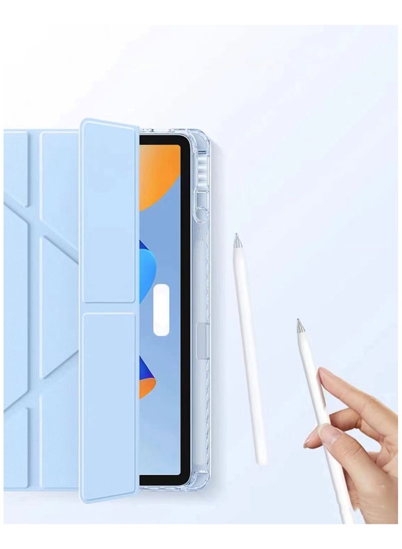 HUAWEI ماتيباد SE 11 بوصة ، ثلاثة أضعاف على شكل Y تصميم ، متعدد زاوية ، والجلود غطاء الكمبيوتر اللوحي مع القلم الأخدود ، الصحوة التلقائية / النوم ، الأزرق - Image 3