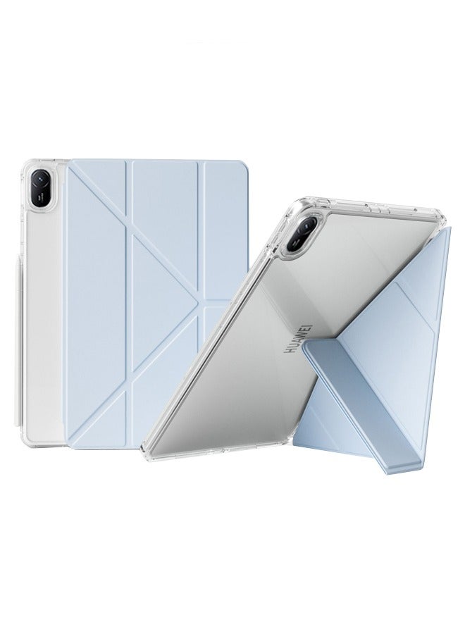 HUAWEI ماتيباد SE 11 بوصة ، ثلاثة أضعاف على شكل Y تصميم ، متعدد زاوية ، والجلود غطاء الكمبيوتر اللوحي مع القلم الأخدود ، الصحوة التلقائية / النوم ، الأزرق - Image 1