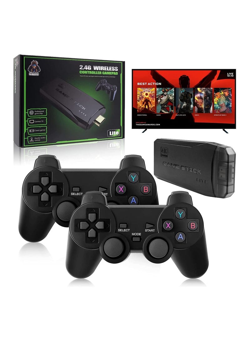 LEDIN Integrated retro 4K game console with dual 2.4G wireless controllers, plug-and-play video game stick, built-in 3,500 games, 9 classic emulators, high-definition HDMI output for TV (64G, 10000+ games) - Image 1