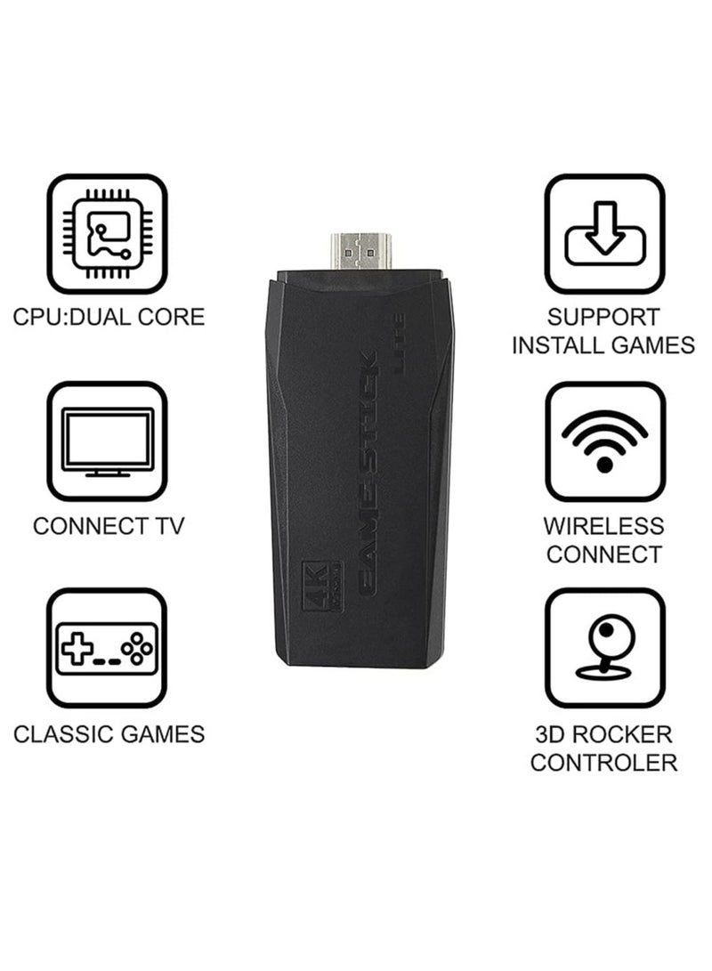 LEDIN Integrated retro 4K game console with dual 2.4G wireless controllers, plug-and-play video game stick, built-in 3,500 games, 9 classic emulators, high-definition HDMI output for TV (64G, 10000+ games) - Image 5