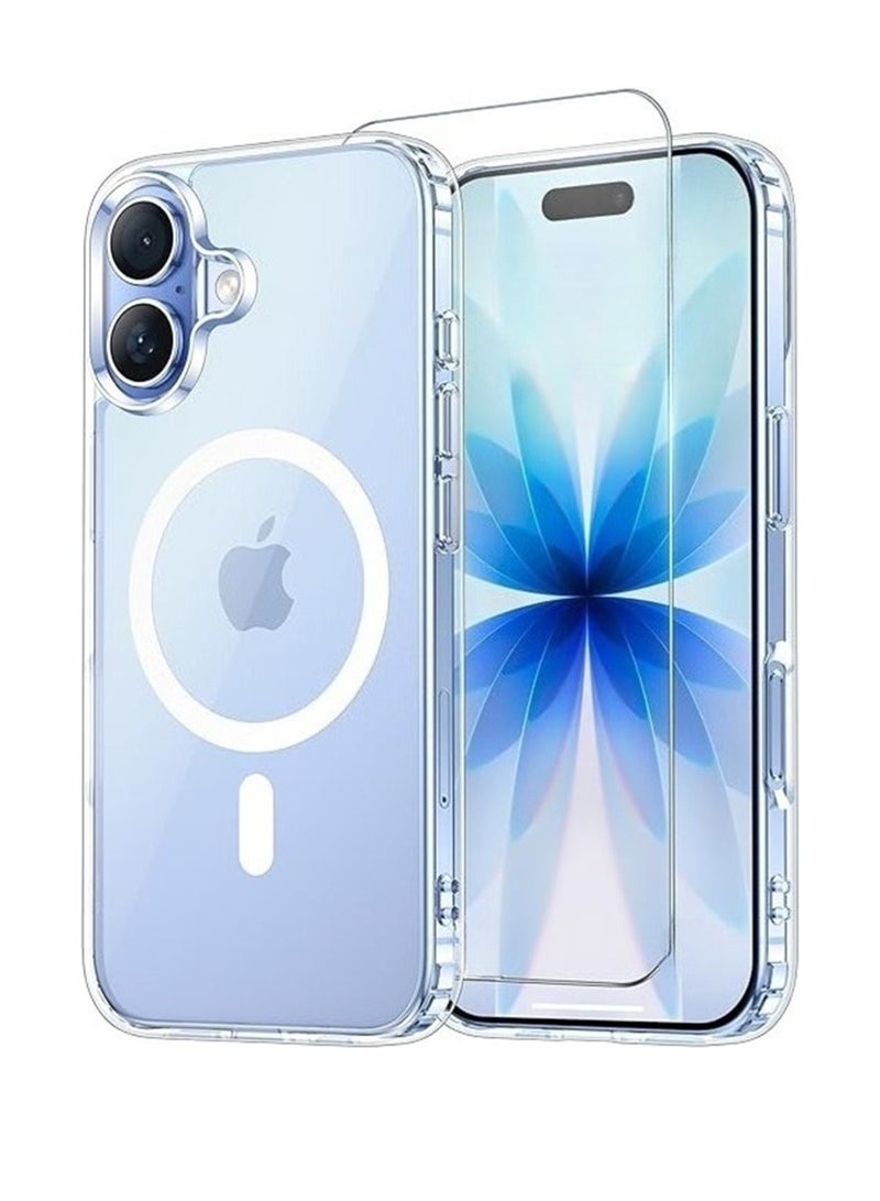 WRISTWISE Case Cover for iPhone 17 Clear Phone Case with 1 Screen Protector, [Anti-Yellowing][Military-Grade Protection] Shockproof Ultra-Thin Magnetic Phone Case 6.3 Inch, Clear - Image 1