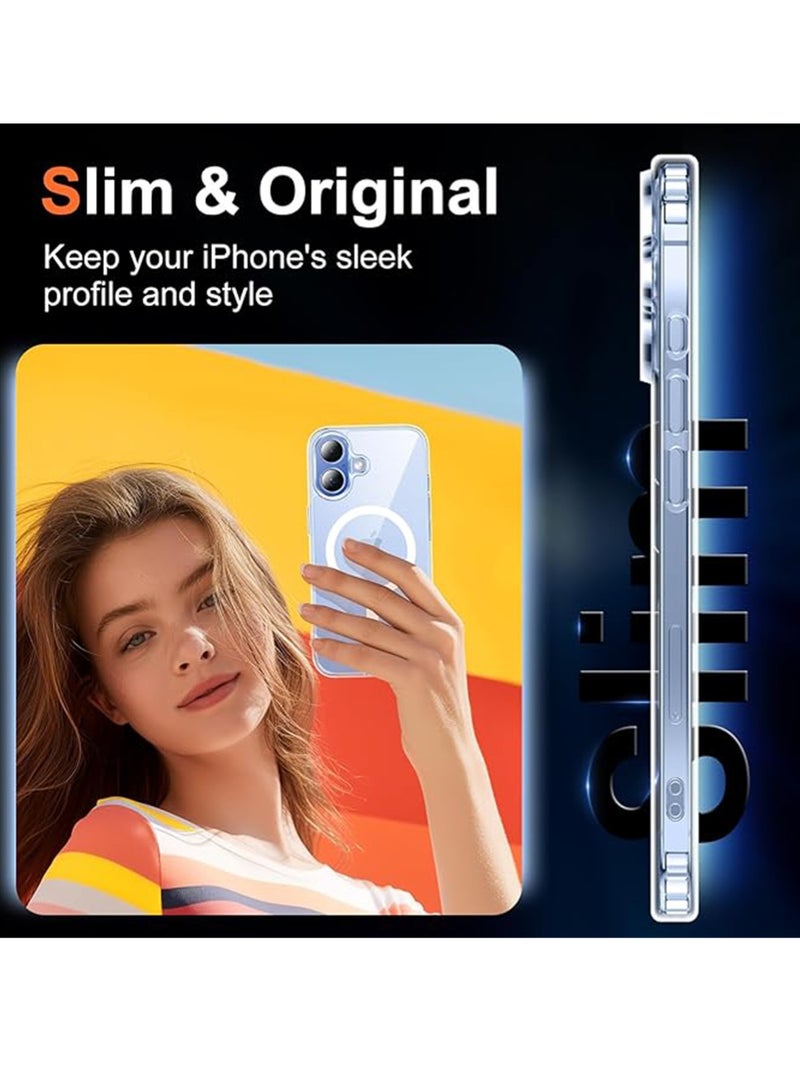 WRISTWISE Case Cover for iPhone 17 Clear Phone Case with 1 Screen Protector, [Anti-Yellowing][Military-Grade Protection] Shockproof Ultra-Thin Magnetic Phone Case 6.3 Inch, Clear - Image 5