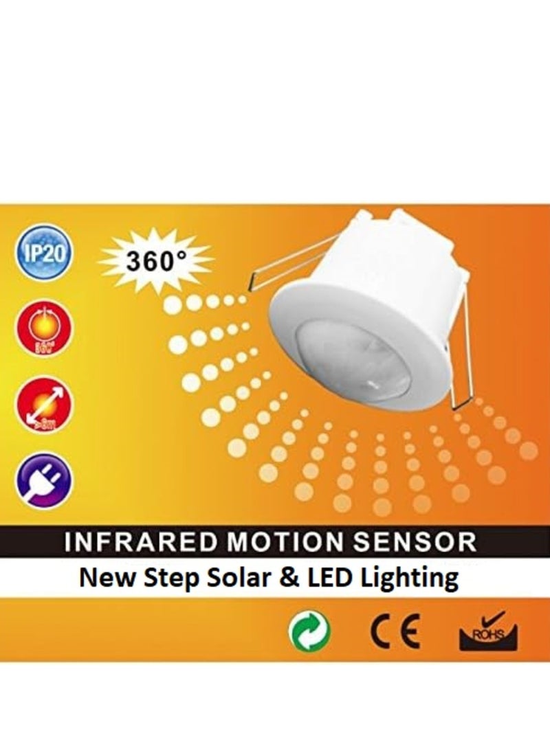 NEW STEP - ElMark 360 Degree PIR Motion Sensor - 1200w White Recessed Ceiling Mounted Occupancy Light Switch with Adjustable Timer & LUX Control - Presence Detector for Home Security - Image 1