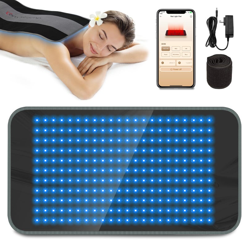 Comfytemp Comfytemp Red Blue Light Therapy Pad FSA HSA Eligible Infrared Light Therapy for Body with App Button Controller 32W Light Wrap for Back Leg Waist Muscle Joint
