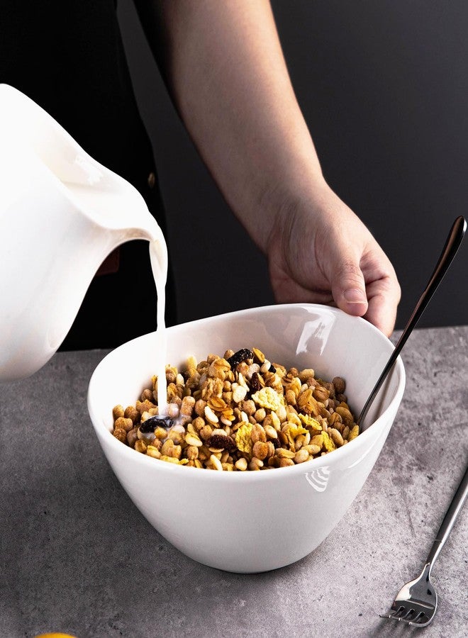CHILDIKE Ceramic Serving Bowls, 20 OZ 6 Pack Fruit Display Dishes Oval Bowls Set, 7 Inch Microwave Safe White Porcelain Kitchen Bowl for Salad, Ice Cream, Pasta, Cereal and Party Dinner - Image 5