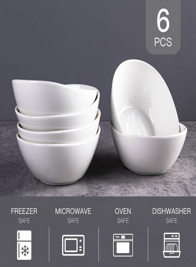 CHILDIKE Ceramic Serving Bowls, 20 OZ 6 Pack Fruit Display Dishes Oval Bowls Set, 7 Inch Microwave Safe White Porcelain Kitchen Bowl for Salad, Ice Cream, Pasta, Cereal and Party Dinner - Image 4