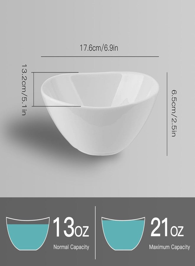 CHILDIKE Ceramic Serving Bowls, 20 OZ 6 Pack Fruit Display Dishes Oval Bowls Set, 7 Inch Microwave Safe White Porcelain Kitchen Bowl for Salad, Ice Cream, Pasta, Cereal and Party Dinner - Image 3