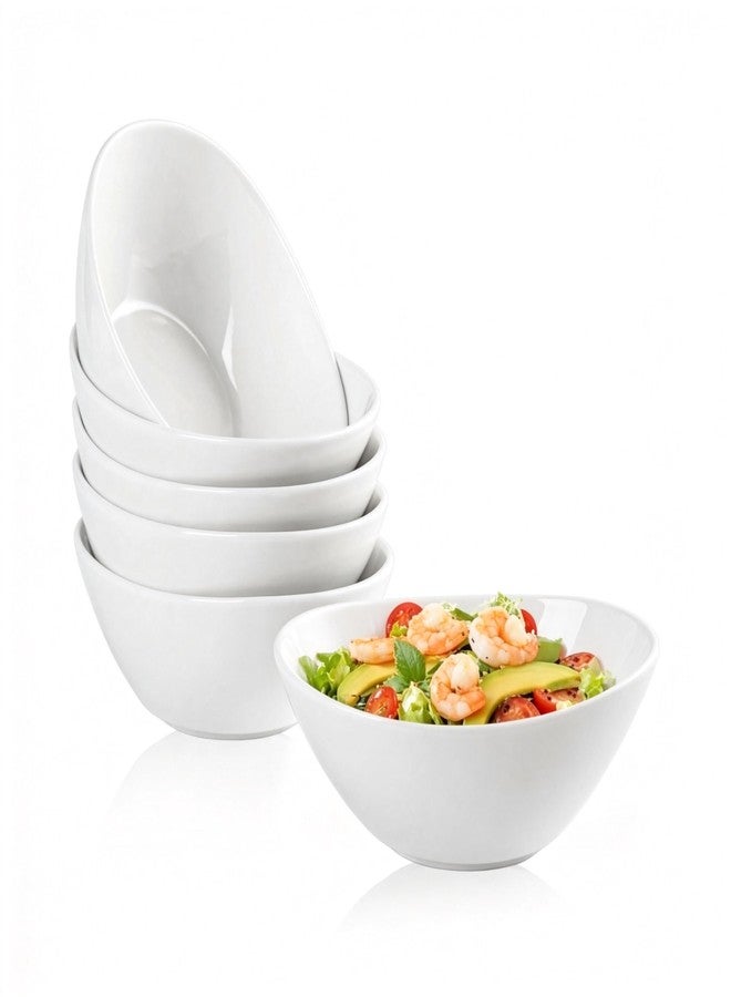 CHILDIKE Ceramic Serving Bowls, 20 OZ 6 Pack Fruit Display Dishes Oval Bowls Set, 7 Inch Microwave Safe White Porcelain Kitchen Bowl for Salad, Ice Cream, Pasta, Cereal and Party Dinner - Image 1