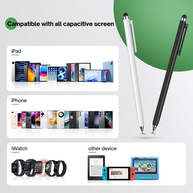 DIGIROOT Switch Stylus Pens for Touch Screen, 2 in 1 Retractable Universal Tablet Touch Pen for iPad & Tablets - High Sensitivity Stylus 2 Pack - Image 4