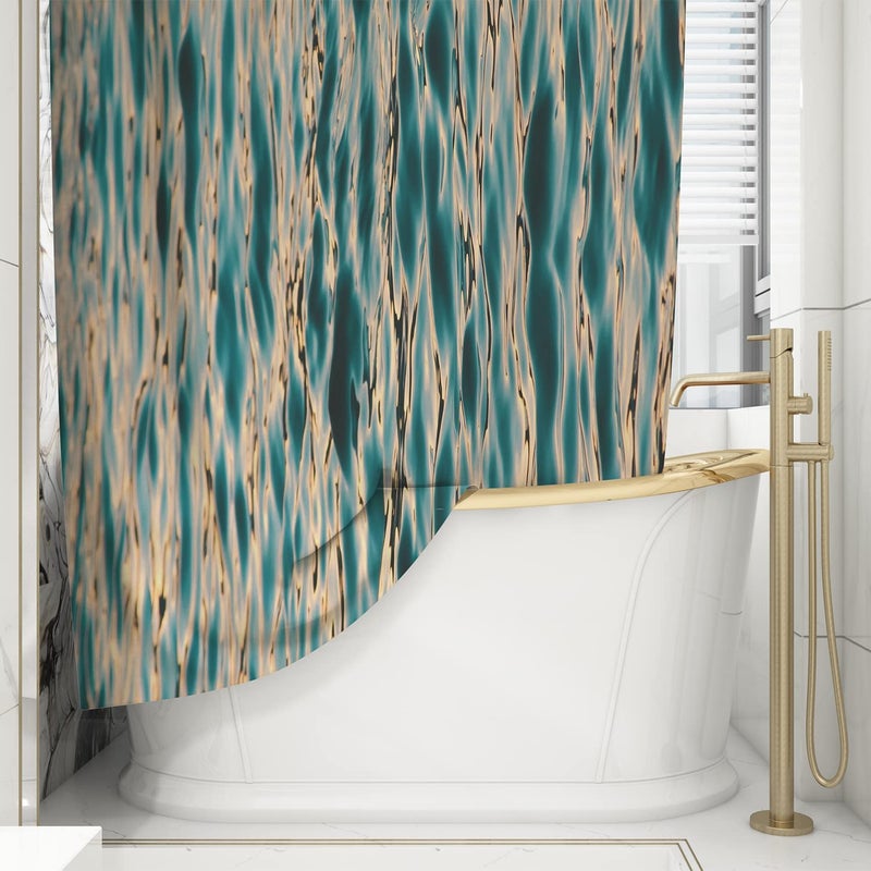 FING ستارة دش الحمام، ستارة حمام مع خطاف، ستارة دش مصممة للحمام، حوض الاستحمام، زينة ستائر حمام زخرفية حديثة (تصميم_5) - Image 1