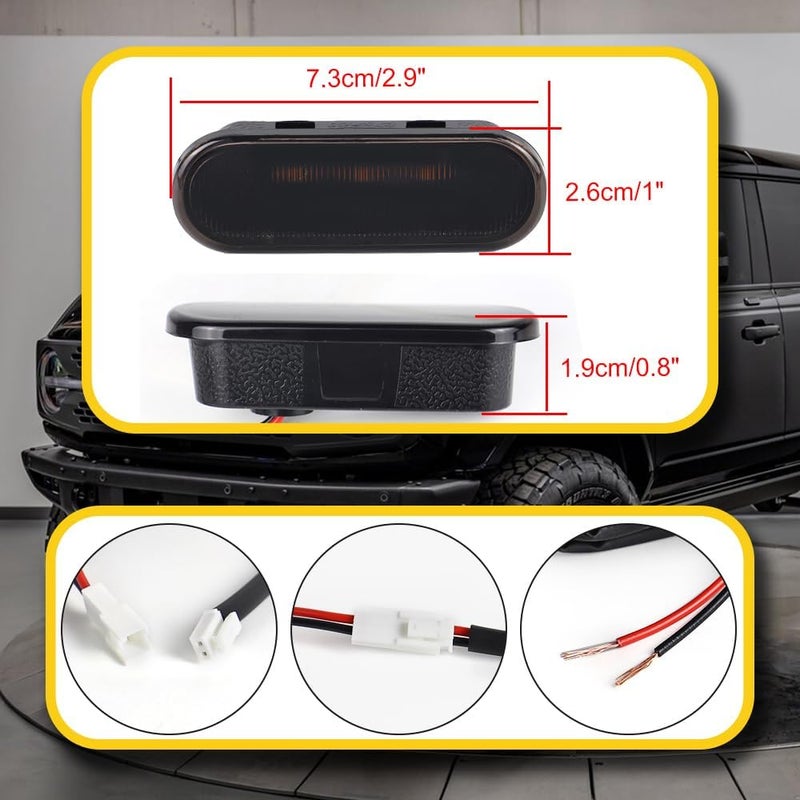 أضواء شبكية LED لفورد برونكو 2021 2022 2023 2024 2025 2/4 باب بادلاندز وايلدتراك إيفرجليدز، طقم مصابيح شبكية أصلية سوداء مدخنة من برونكو (3 قطع) - Image 5