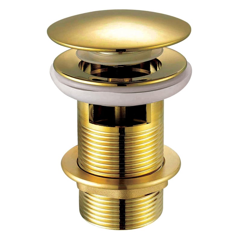 Xcel Home Gold Click Clack Basin Waste  Slotted PopUp Sink Plug  Solid Brass with Polished Gold Finish  Universal G 1 BSP Fit  Easy Installation for Bathroom Washbasins