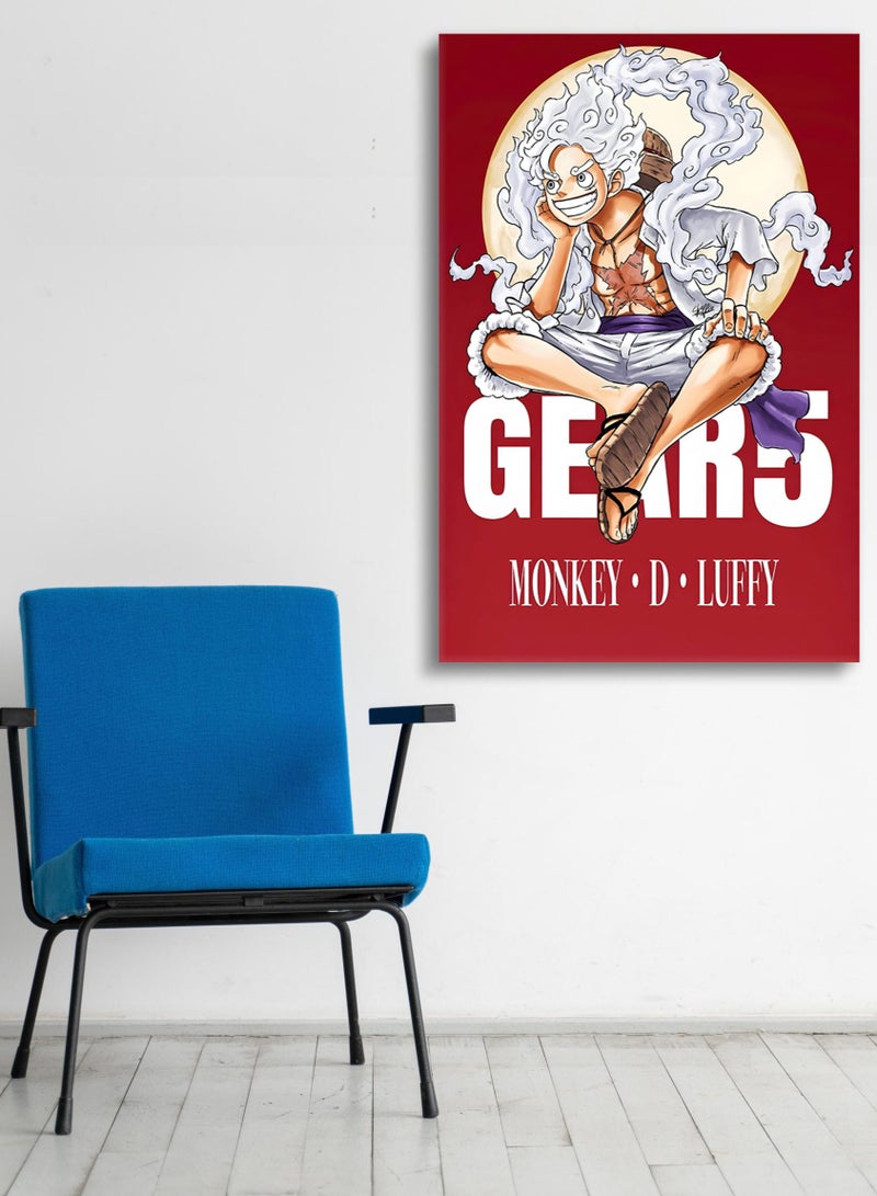 مودكلاس لوحة جدارية كانفس بإطار خشبي ون بيس لوفي جير  5 - Image 1
