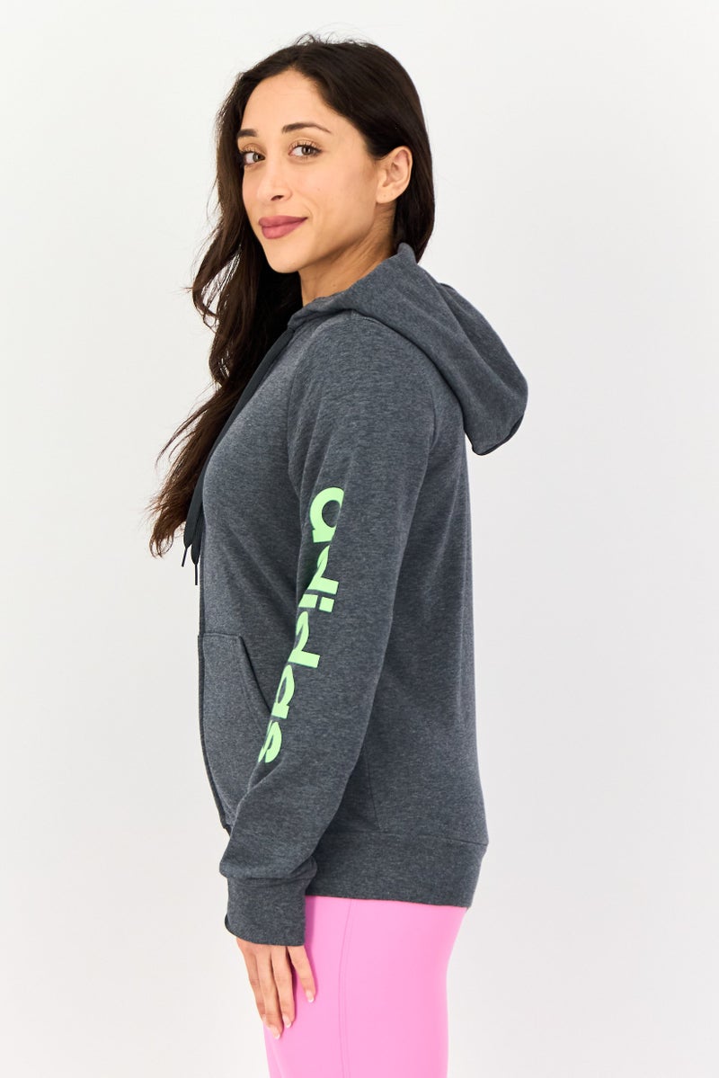 Adidas هودي خارجي طويل الأكمام للنساء، رمادي - Image 2