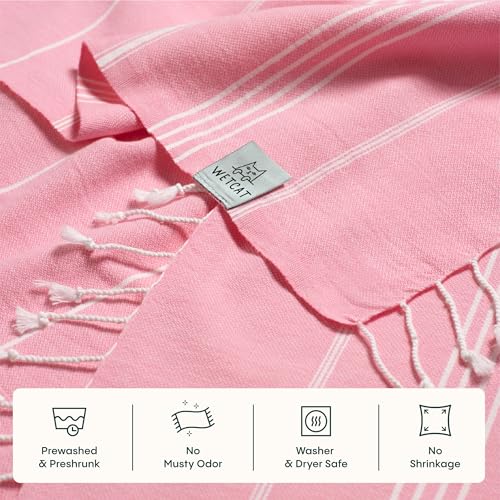 WETCAT Turkish Beach Towel Oversized (38"x71") 100% Turkish Cotton, Made in Turkey - Sand Free, Extra Large, Ultra Soft, Quick Drying, Compact & Lightweight for Travel - Light Pink - Image 5