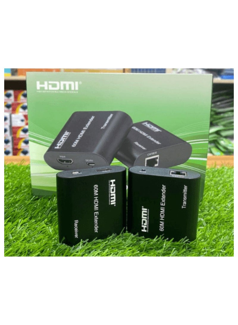 Terabyte HDMI Extender, HDMI to RJ45 Network Cable Extender Converter Repeater Compatible with 5e / 6 1080p up to 60m HDTV HDPC PS4 STB 4K 2K (60 Meter) - Image 1