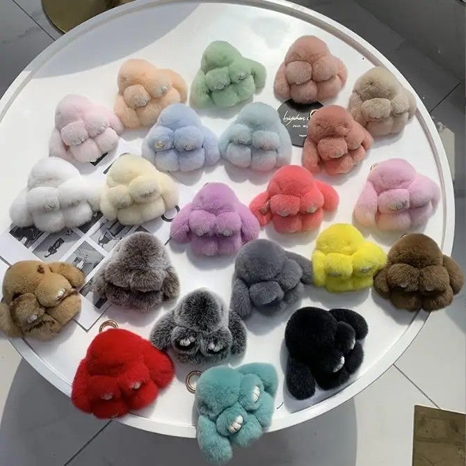 Y&D Real Rabbit Fur Long Ear Bunny Keychain Rabbit Doll Pendant Toys Keyring Handbag Charm Ornament Pompom Plush Jewelry Gifts - Image 4