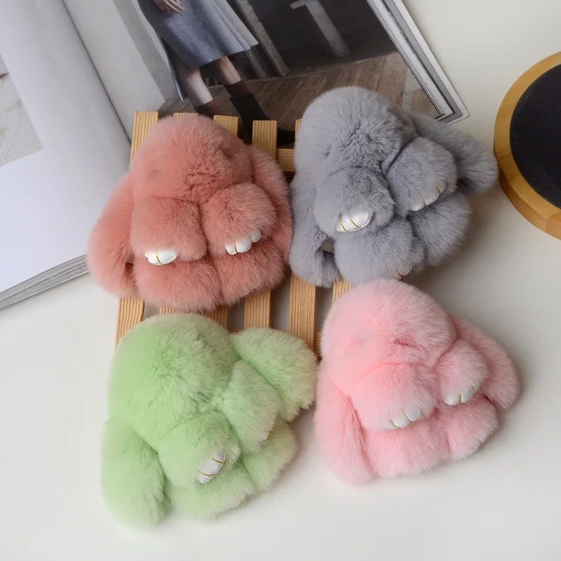 Y&D Real Rabbit Fur Long Ear Bunny Keychain Rabbit Doll Pendant Toys Keyring Handbag Charm Ornament Pompom Plush Jewelry Gifts - Image 5