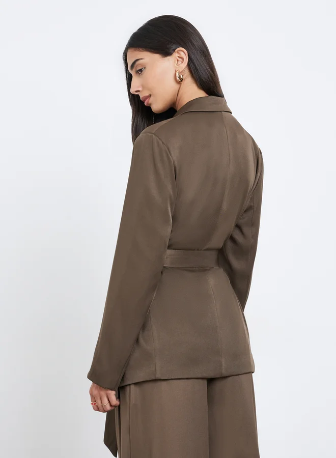 Styli Styli Women Regular Fit Longline Belted Blazer