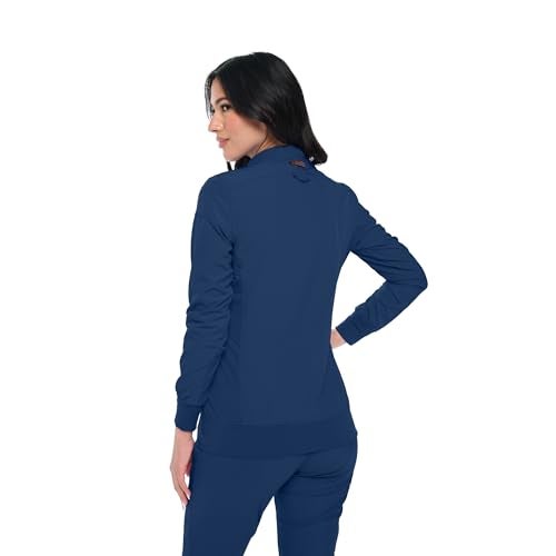 Monarch Uniforms Womens Scrub Jacket Zippered Warm-up Jacket Navy Blue - Image 5